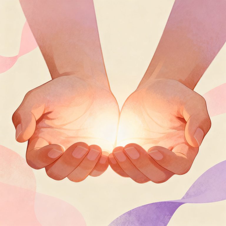 Quiet selfless care reaching outward without possession
