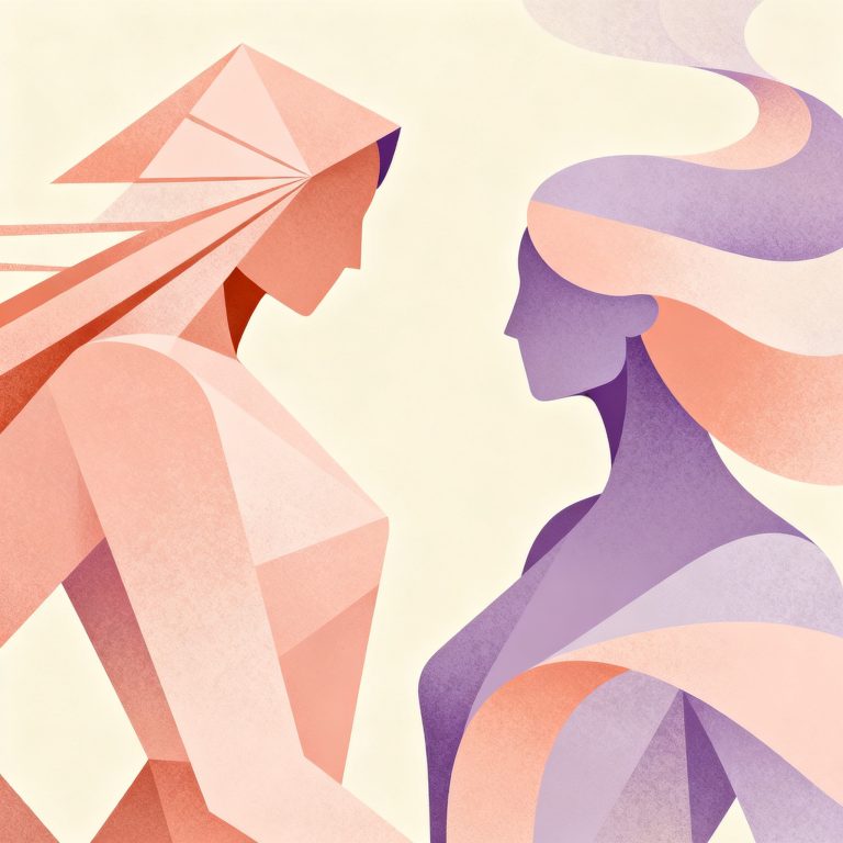 Soft editorial motif suggesting Aries and Pisces pairing
