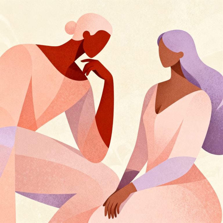 Soft editorial motif suggesting Aries and Virgo pairing