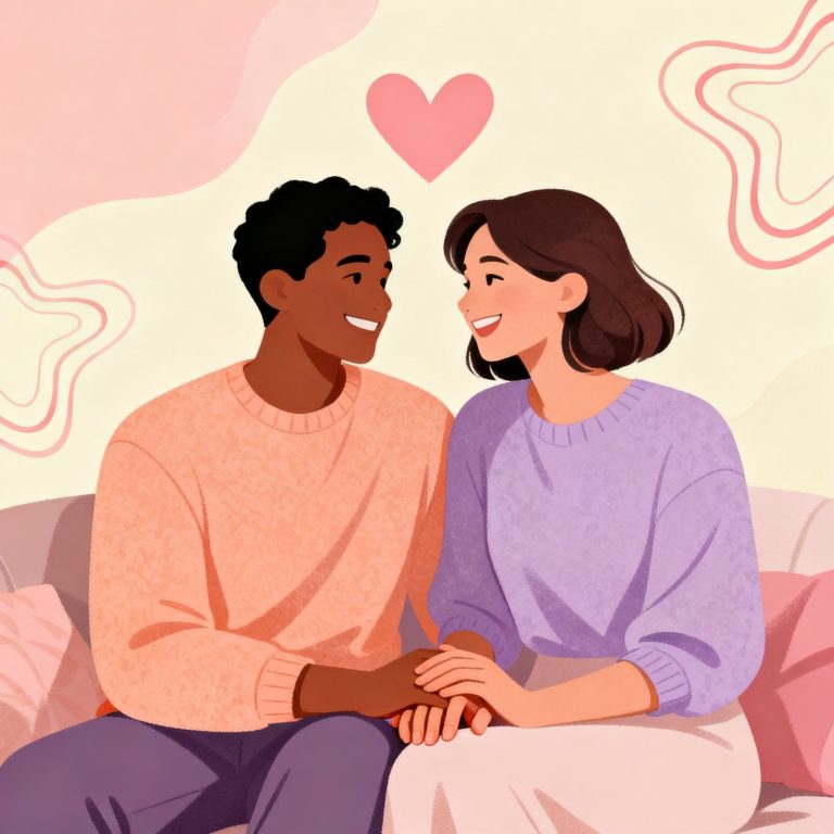 Playful calculator motif with warm human connection beside it