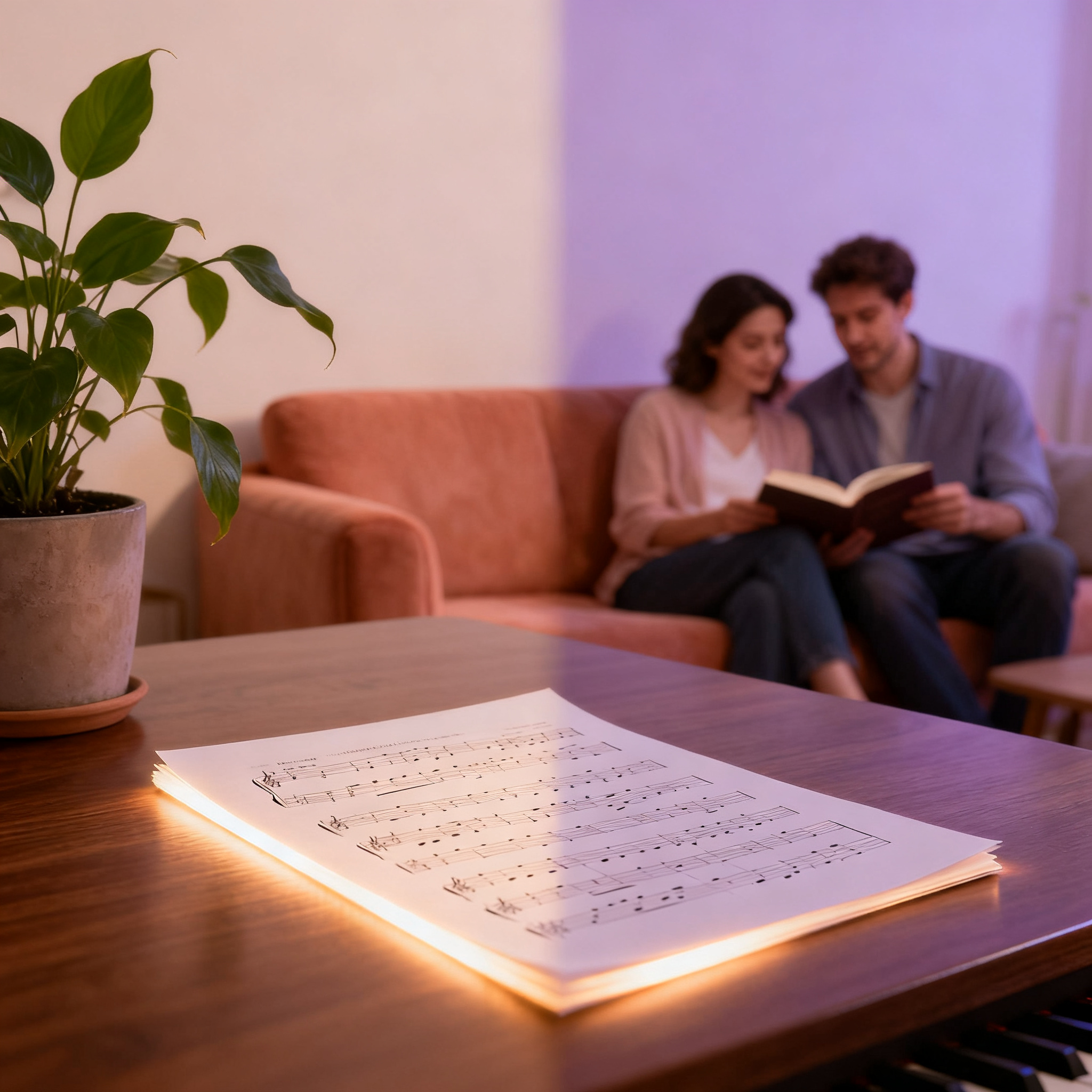 Person setting aside a score to look at real shared life