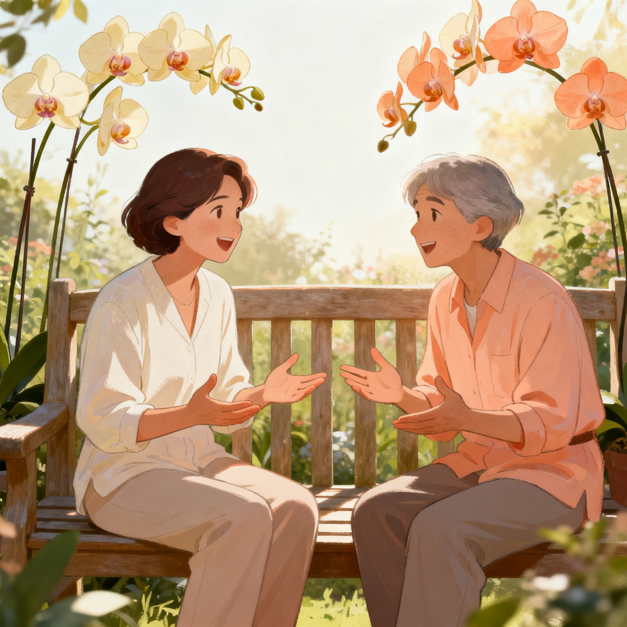 Two people building compatibility through conversation and care