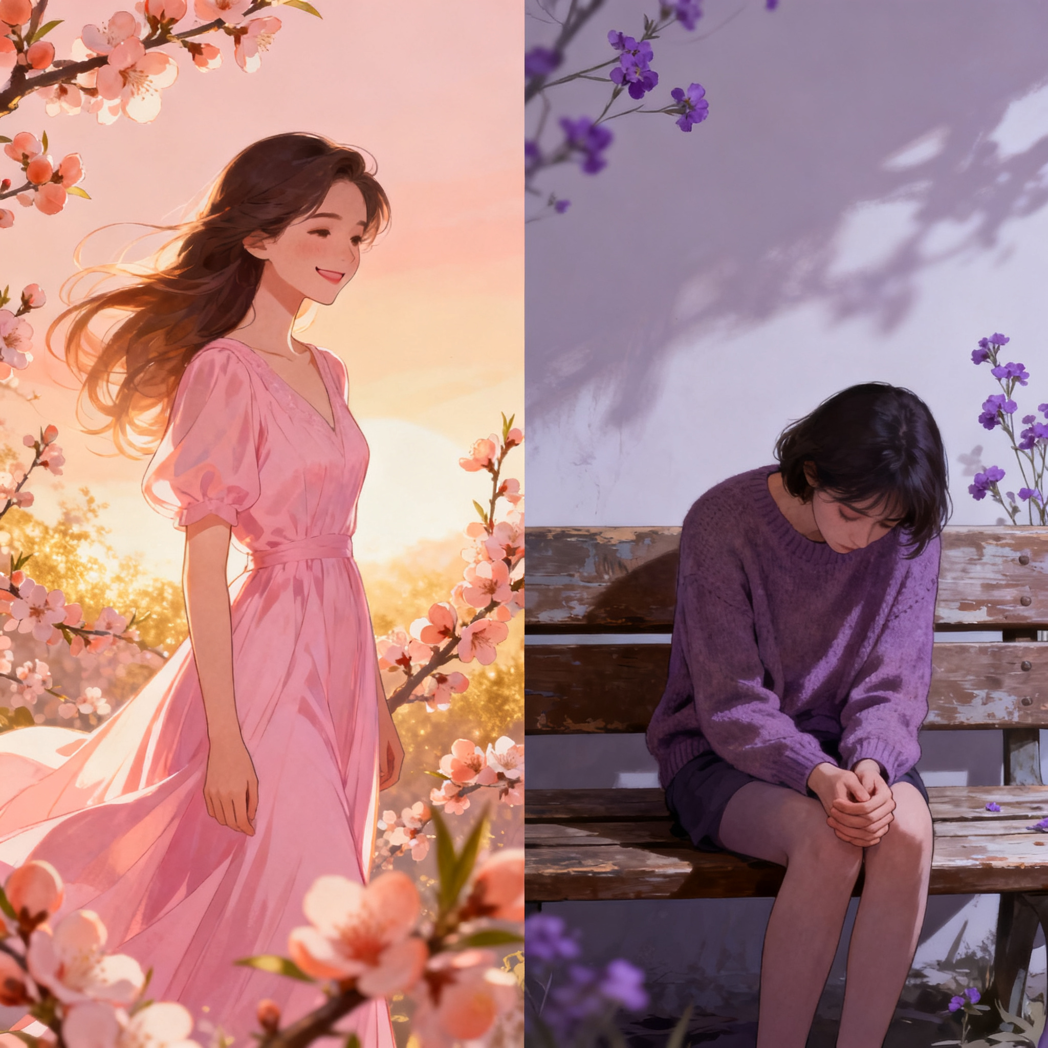 Contrast between romantic idealism and self-abandonment