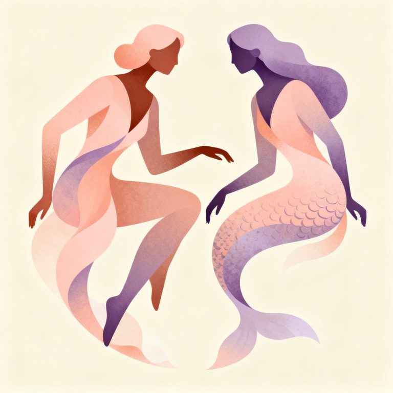 Soft editorial motif suggesting Libra and Pisces pairing