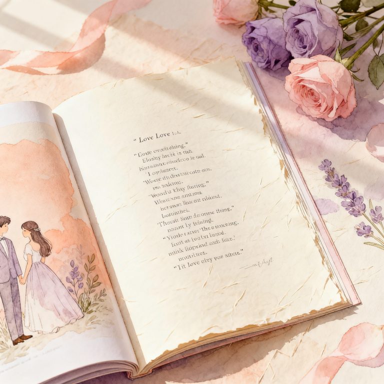 Soft handwritten lines and morning light suggesting love poems