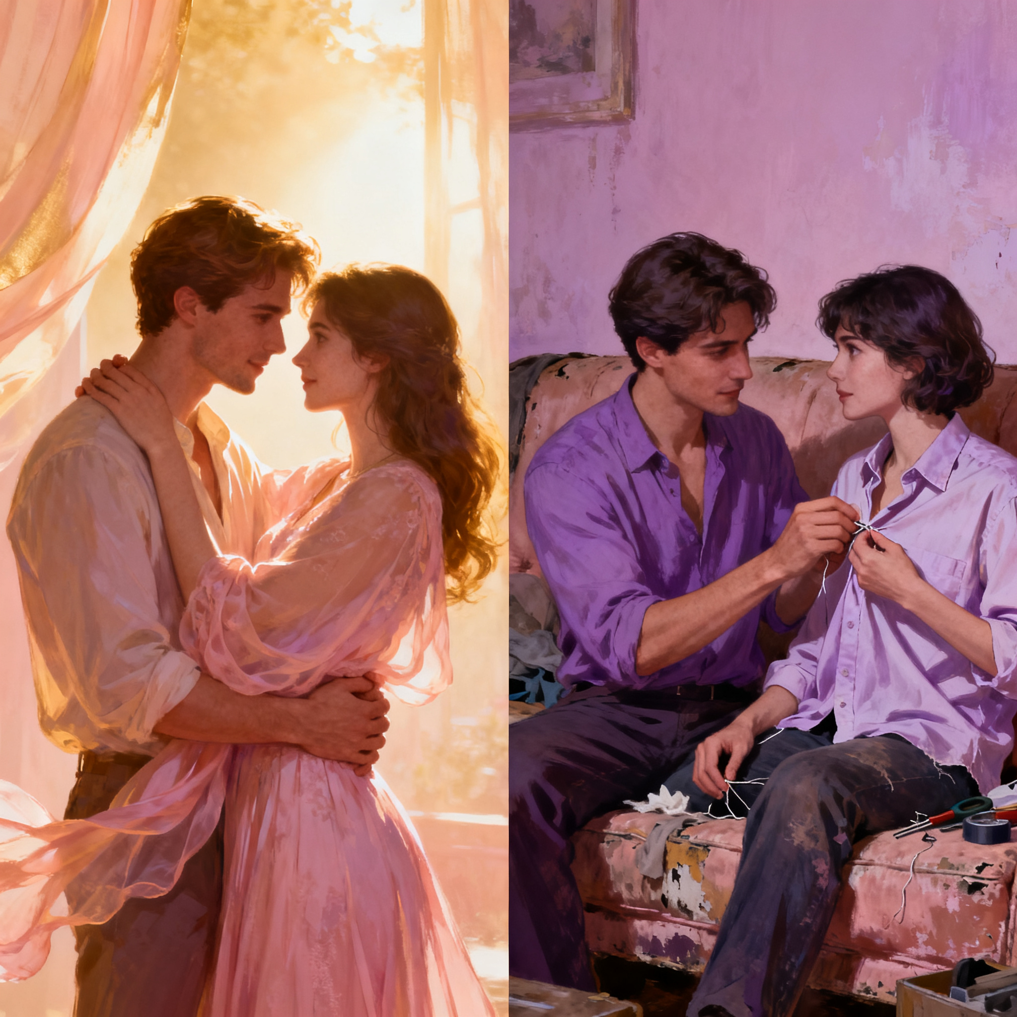 Contrast between cinematic romance and ordinary mutual care