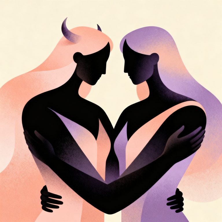 Soft editorial motif suggesting Taurus and Leo pairing